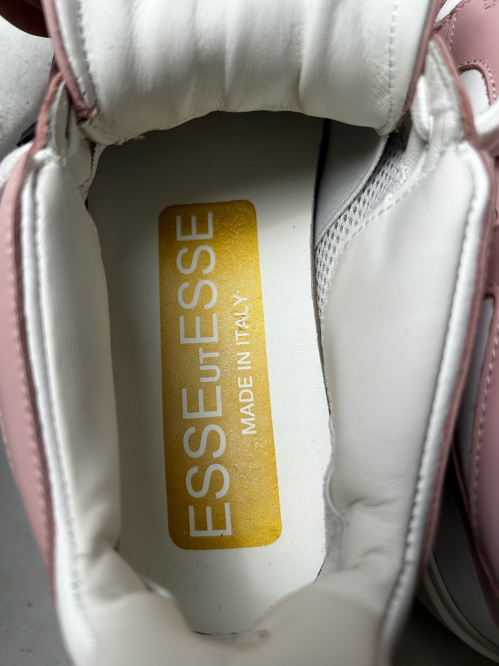 ESSE Pink & White Low-Top Leather Sneakers made in Italy - Picture 5 of 7